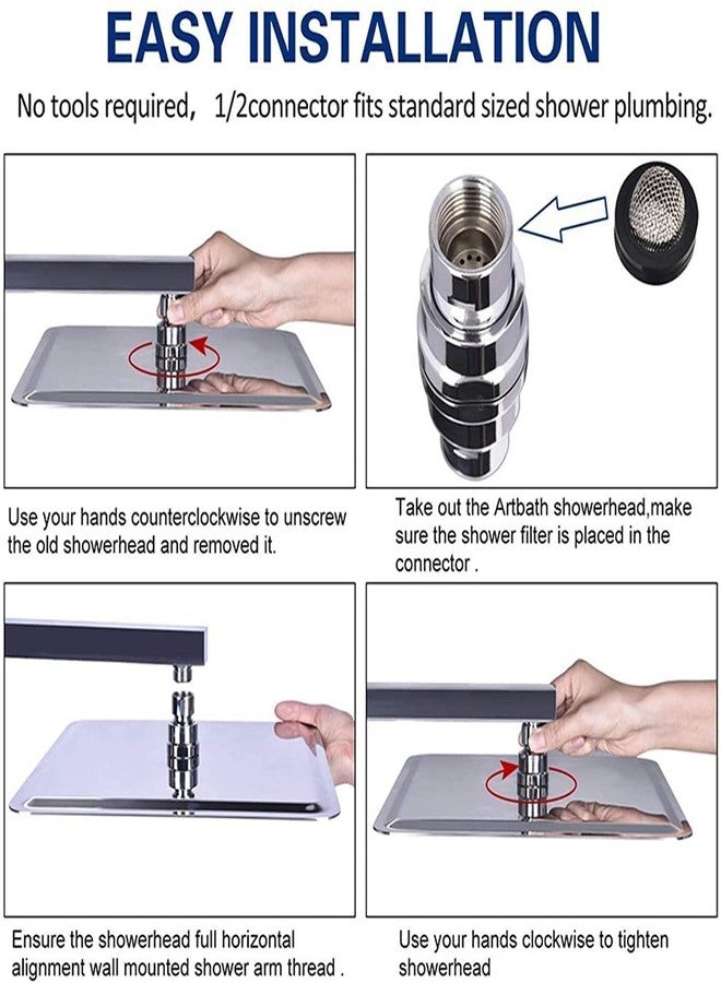 Clinton Heavy Stainless Steel 6x6 Inch Ultra Slim Overhead Shower With (18" Inch) Square Shower Arm - Image 5